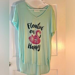 My Land high-low hem flamingo tee shirt